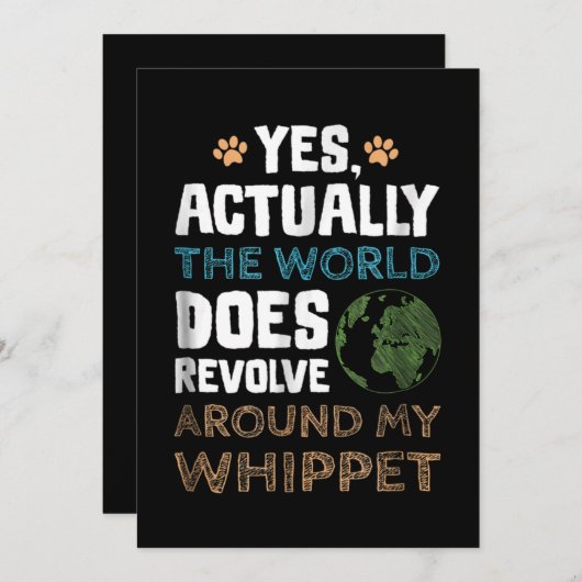 Eigenlijk draait de wereld om mijn Whippet Feestdagenkaart (Voorkant / Achterkant)
