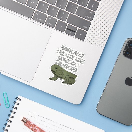 Eigenlijk hou ik echt van Komodo Dragons Sticker (Laptop met iPhone)