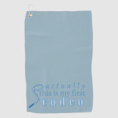 Eigenlijk is dit mijn eerste rodeo grappige vrouw golfhanddoek (Voorkant)