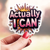 Eigenlijk kan ik het wel in het roze sticker