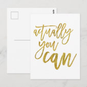 Eigenlijk kun je Motivatie citaat wit / goud Briefkaart (Voorkant / Achterkant)