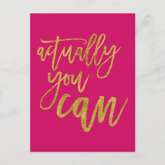 Eigenlijk kun je Motivatie Quote Hot Pink/Gold Briefkaart (Voorkant)