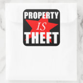 Eigenschap is diefstal vierkante sticker (Tas)