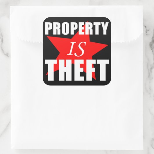 Eigenschap is diefstal vierkante sticker (Tas)