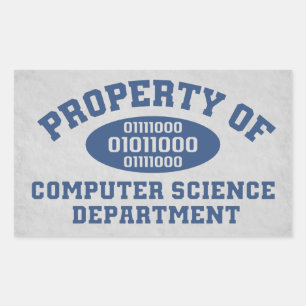 Eigenschap van de afdeling computerwetenschappen rechthoekige sticker