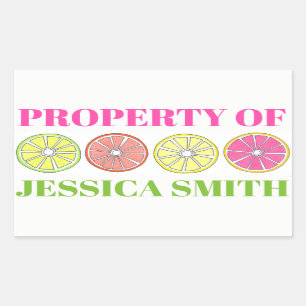 Eigenschap van gepersonaliseerde Citrus Fruit Lemo Rechthoekige Sticker