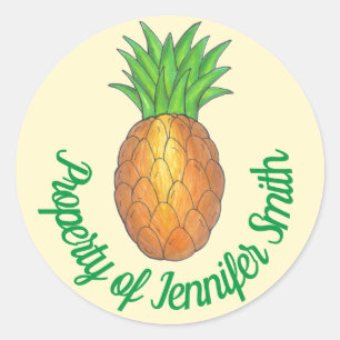 EIGENSCHAP VAN GEpersonaliseerde tropische ananana Ronde Sticker