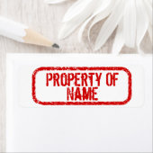 "Eigenschap van" naam gepersonaliseerde stickers (Insitu)