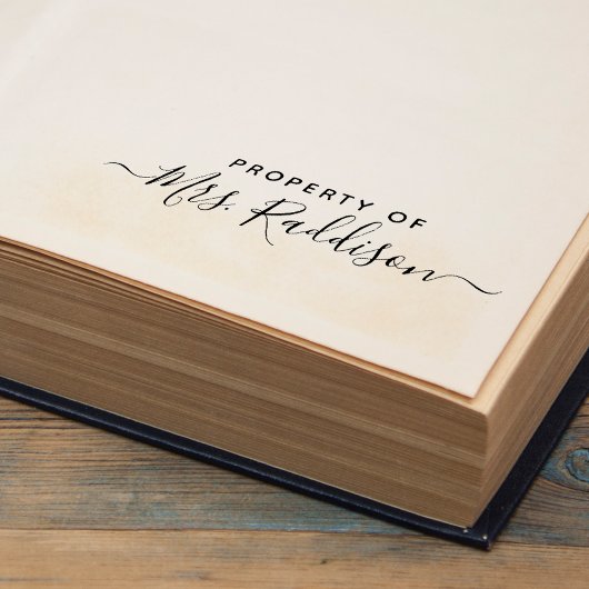 Eigenschap van naam van handgeschreven script  zelfinktende stempel