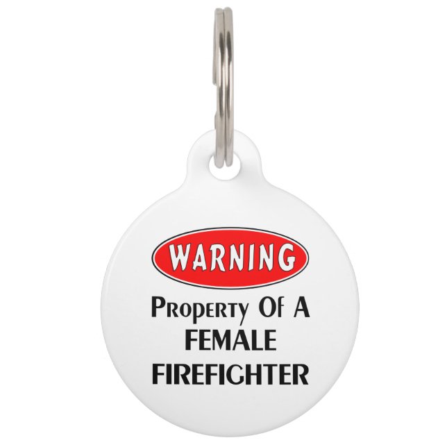 Eigenschap vrouw brandweerman huisdierpenning (Voorkant)