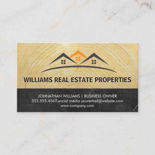 Eigenschappen Logo | Hout en marmer Visitekaartje (Voorkant)