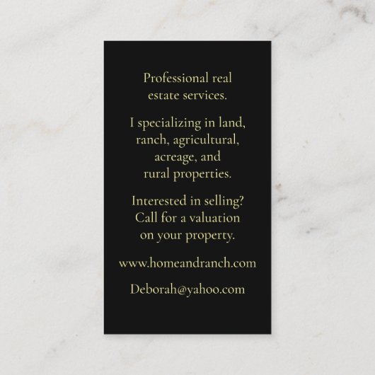 Eigenschappen onroerend goed in orde en grond visitekaartje (Achterkant)