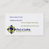 Eigenschappen van het meer: Professioneel Visitekaartje (Achterkant)