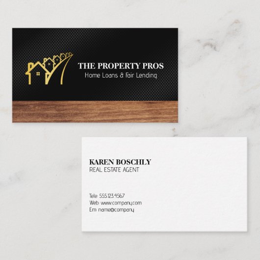 Eigenschappen | zwarte koolstof | houtafwerking visitekaartje (Voorkant / Achterkant)