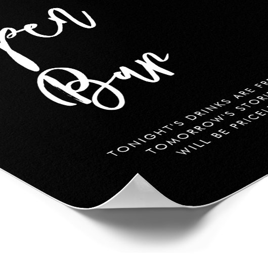 Eigentijds modern zwart Open Bar teken Poster (Hoek)