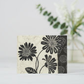 Eigentijdse Bloemen in Zwart-wit Briefkaart (Staand voorkant)
