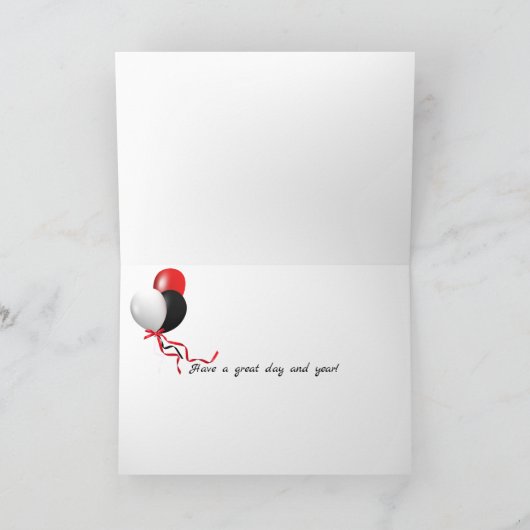 eigentijdse gelukkige verjaardagsballons op wit kaart (Binnen)