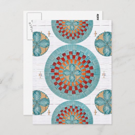 Eigentijdse Mi'kmaq Quill Geïnspireerd Briefkaart (Voorkant / Achterkant)