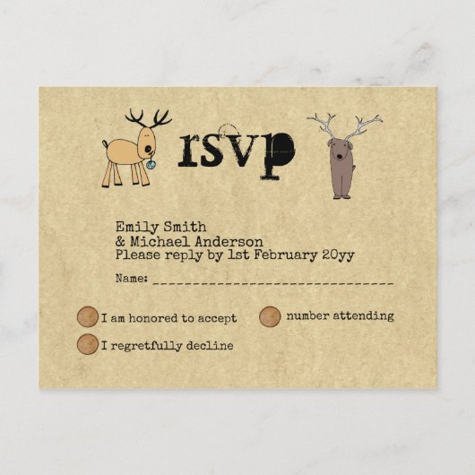 Eigentijdse Rustieke Kerst Event RSVP Doodle Kunst Uitnodiging Briefkaart (Voorkant)