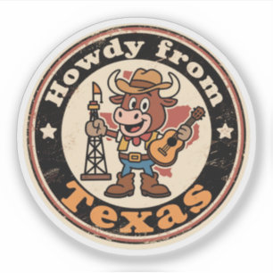 Eigentijdse westerse charme_Texas Cowboy Longhorn  Sticker