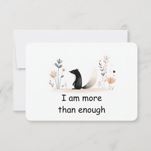 Eigenwaarde Skunk Woodland Animal Affirmation Kaar Kaart (Voorkant)