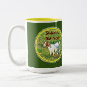 "eigenwijs maar Schattige" (geitenfoto) tweetonige Tweekleurige Koffiemok (Links)