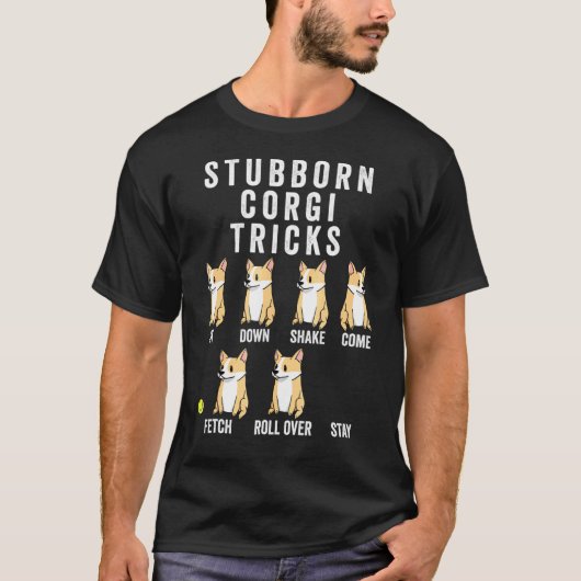 Eigenwijze Corgi Trucs Hond T-shirt (Voorkant)