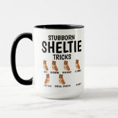 Eigenwijze Sheltie-trucs, grappige Shetland Sheepd Mok (Links)