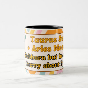 Eigenwijze Speedster - Stier Zon, Ram Maan Zodiac Tweekleurige Koffiemok