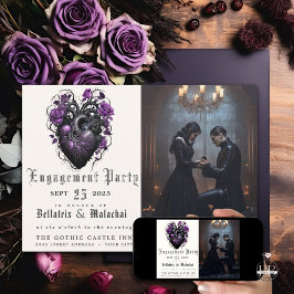 Eigenzinnig diep Paarse Gothic hart en Rozen Kaart