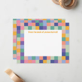 Eigenzinnig en Leuk Kleurrijk Checkerboard Grid Notitiekaartje (Voorkant / Achterkant in situ)