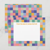 Eigenzinnig en Leuk Kleurrijk Checkerboard Grid Notitiekaartje (Voorkant / Achterkant)