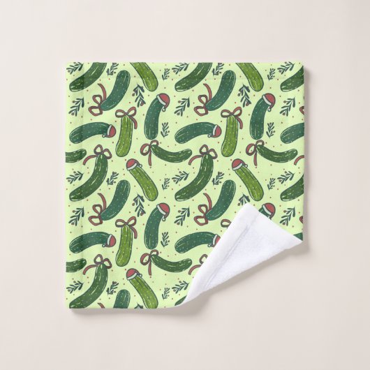Eigenzinnig feestelijk kerstaugurken patroon bad handdoek (Wasdoekje)