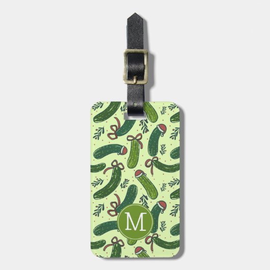 Eigenzinnig feestelijk kerstaugurken patroon bagagelabel (Voorkant verticaal)