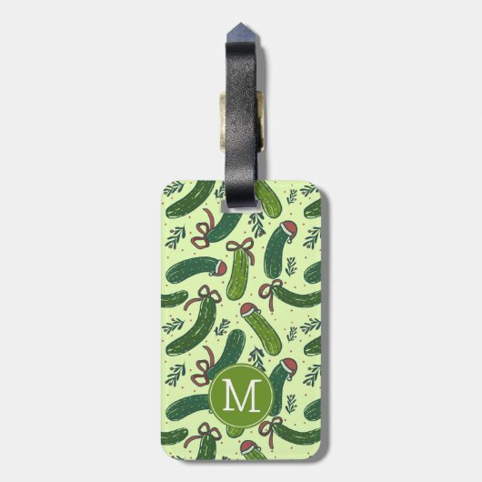 Eigenzinnig feestelijk kerstaugurken patroon bagagelabel (Achterkant verticaal)