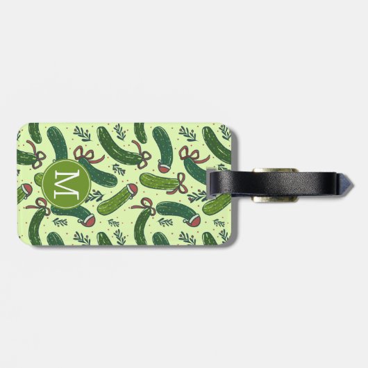 Eigenzinnig feestelijk kerstaugurken patroon bagagelabel (Achterkant horizontaal)