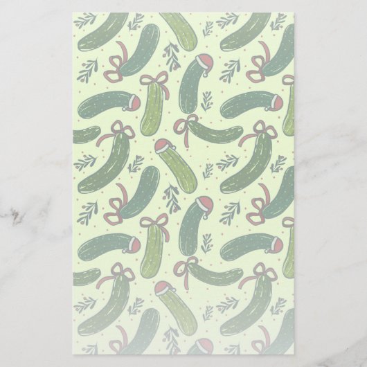 Eigenzinnig feestelijk kerstaugurken patroon briefpapier (Voorkant)