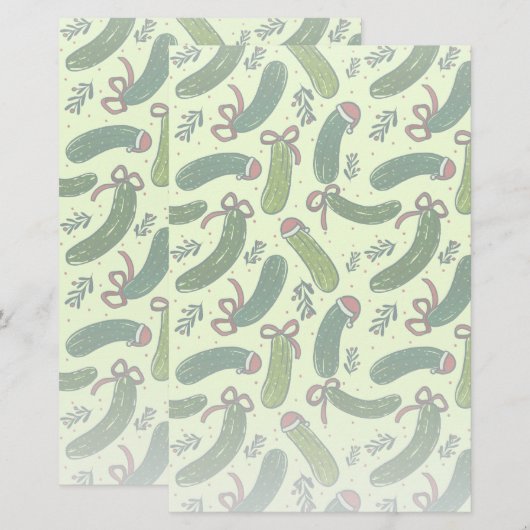 Eigenzinnig feestelijk kerstaugurken patroon briefpapier (Voorkant / Achterkant)