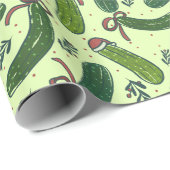 Eigenzinnig feestelijk kerstaugurken patroon cadeaupapier (Rol Hoek)