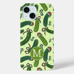 Eigenzinnig feestelijk kerstaugurken patroon iPhone 15 case