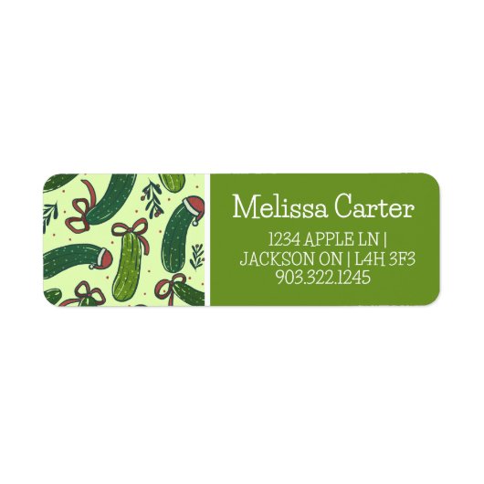 Eigenzinnig feestelijk kerstaugurken patroon etiket (Voorkant)