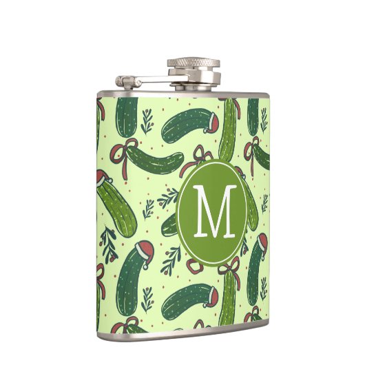 Eigenzinnig feestelijk kerstaugurken patroon heupfles (Rechts)