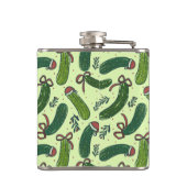 Eigenzinnig feestelijk kerstaugurken patroon heupfles (Achterkant)