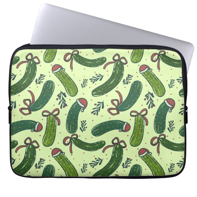 Eigenzinnig feestelijk kerstaugurken patroon laptop sleeve (Voorkant)
