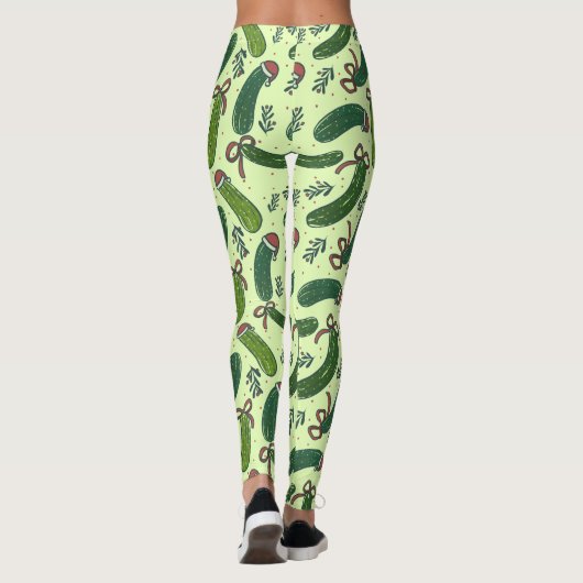 Eigenzinnig feestelijk kerstaugurken patroon leggings (Achterkant)