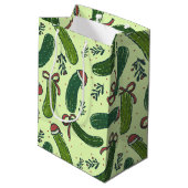 Eigenzinnig feestelijk kerstaugurken patroon medium cadeauzakje (Achterkant Gekanteld)