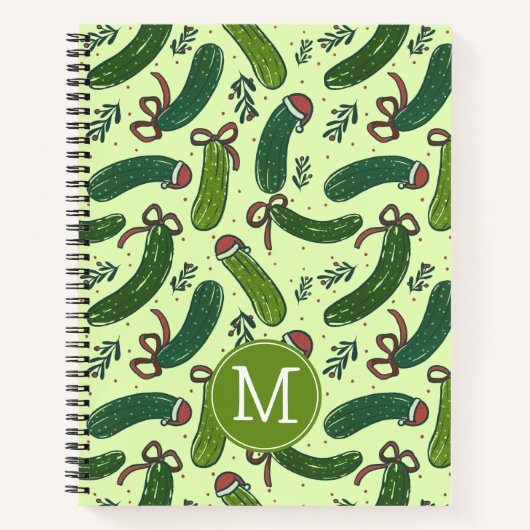 Eigenzinnig feestelijk kerstaugurken patroon notitieboek (Voorkant)