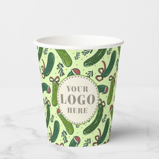 Eigenzinnig feestelijk kerstaugurken patroon papieren bekers (Voorkant)