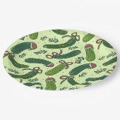 Eigenzinnig feestelijk kerstaugurken patroon papieren bordje (Gekanteld)