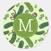 Eigenzinnig feestelijk kerstaugurken patroon ronde sticker (Voorkant)